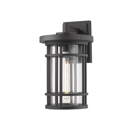 Z-Lite Jordan 1 Light Outdoor Wall Sconce, Black And Clear Seedy 570XL-BK